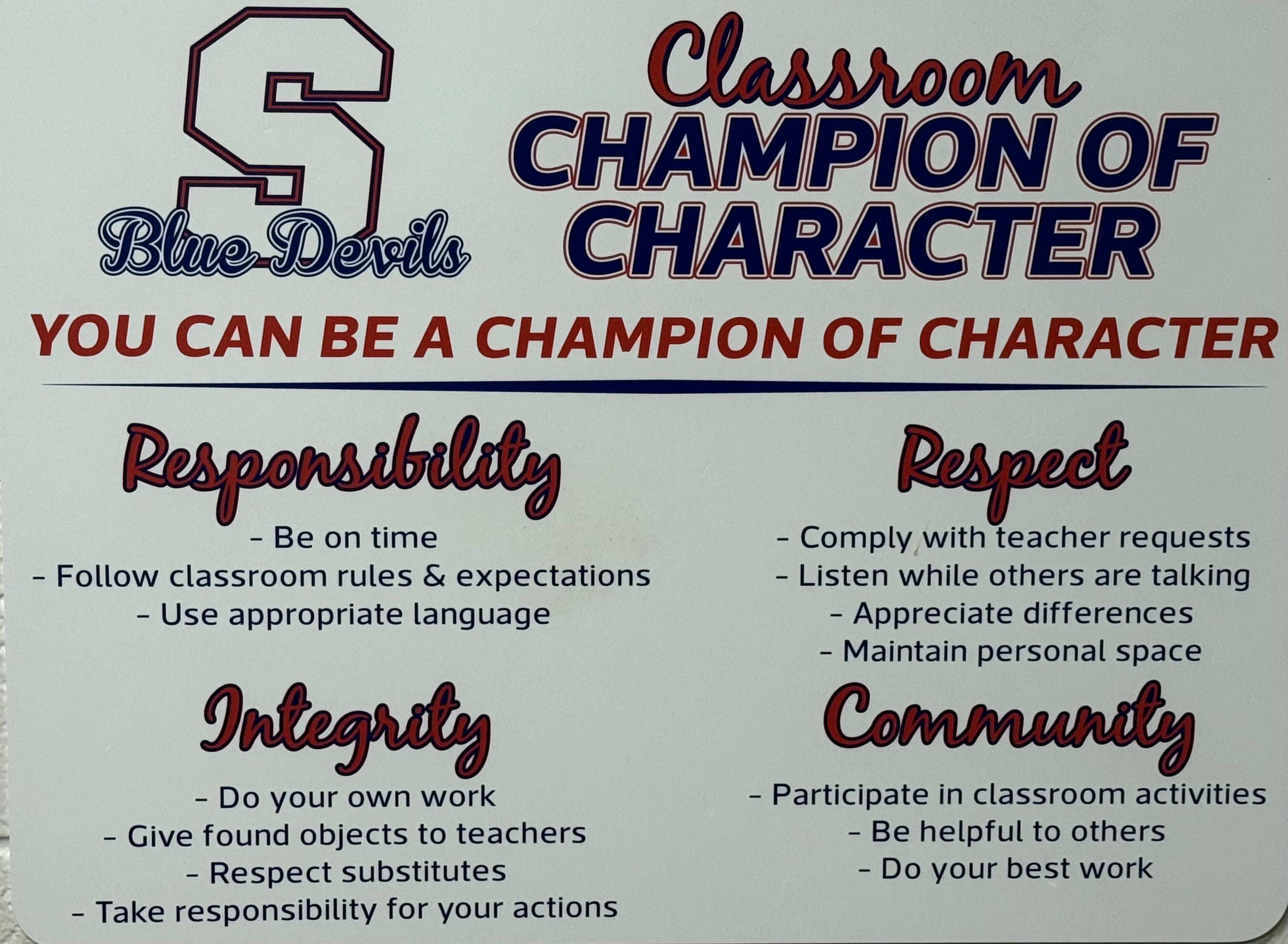Classroom Champion Of Character 